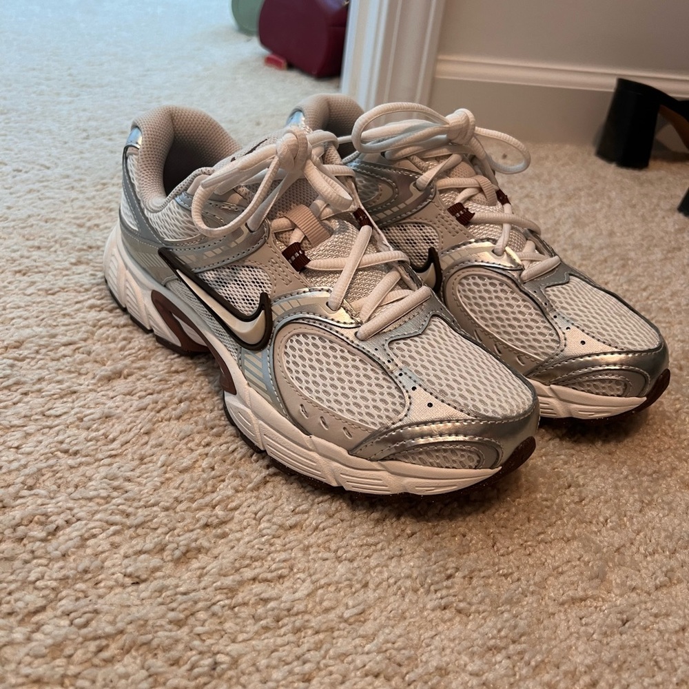 Nike Metallic Silver and White Sneakers